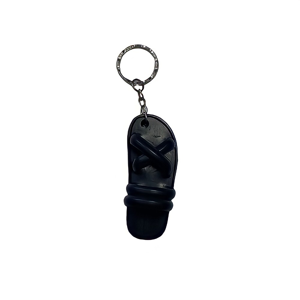 Handmade Recycled Tire Mini Sandal Keychain – Classic Black MK004