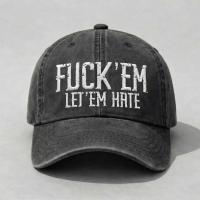 Product Funny Let Em Hate Embroidered Washed Dad Hat, Bold Attitude Quote Cap, Vintage Distressed Cotton Baseball Hat, Streetwear Statement Snapback Style, Low Profile Adjustable Cap For Men Women