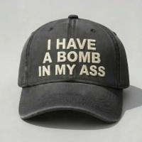 Product I Have A Bomb In My A*s Washed Cap, Unisex Streetwear Hat For Men Women, Vintage Washed Dad Cap