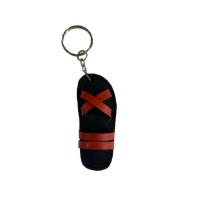 Product Handmade Recycled Tire Mini Sandal Keychain – Red Strap MK001