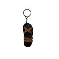 Product Handmade Recycled Tire Mini Sandal Keychain – Brown Cross Strap MK005